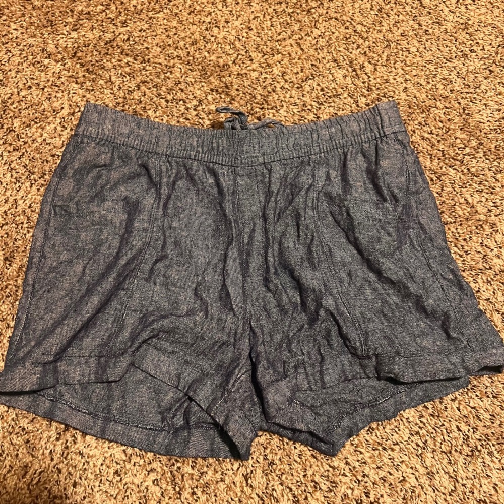Old Navy‎ Linen Blend Shorts Blue Casual Summer Drawstring Waist Large